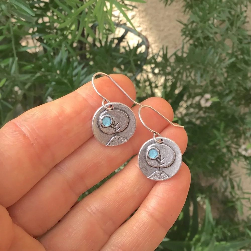Sale Sundance Charm Earrings Silver Tree blue patina - Picture 3 of 5